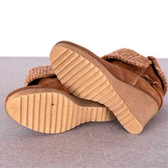 Bjorndal Brown Suede Leather Lilly Boot Booties Women's Size 7 Sweater Top Wedge - Picture 7 of 8